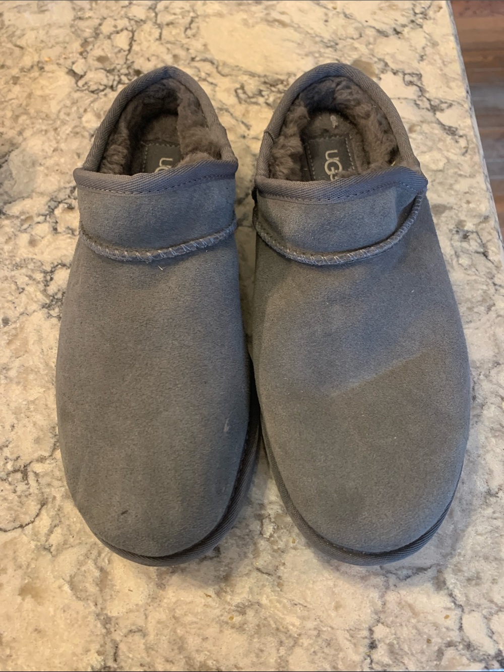 UGG Kids Gray Suede Slip-On Slippers